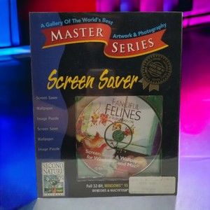 Windows Screen Saver Wallpaper Master Series Fanciful Felines CD SEALED 90s VTG